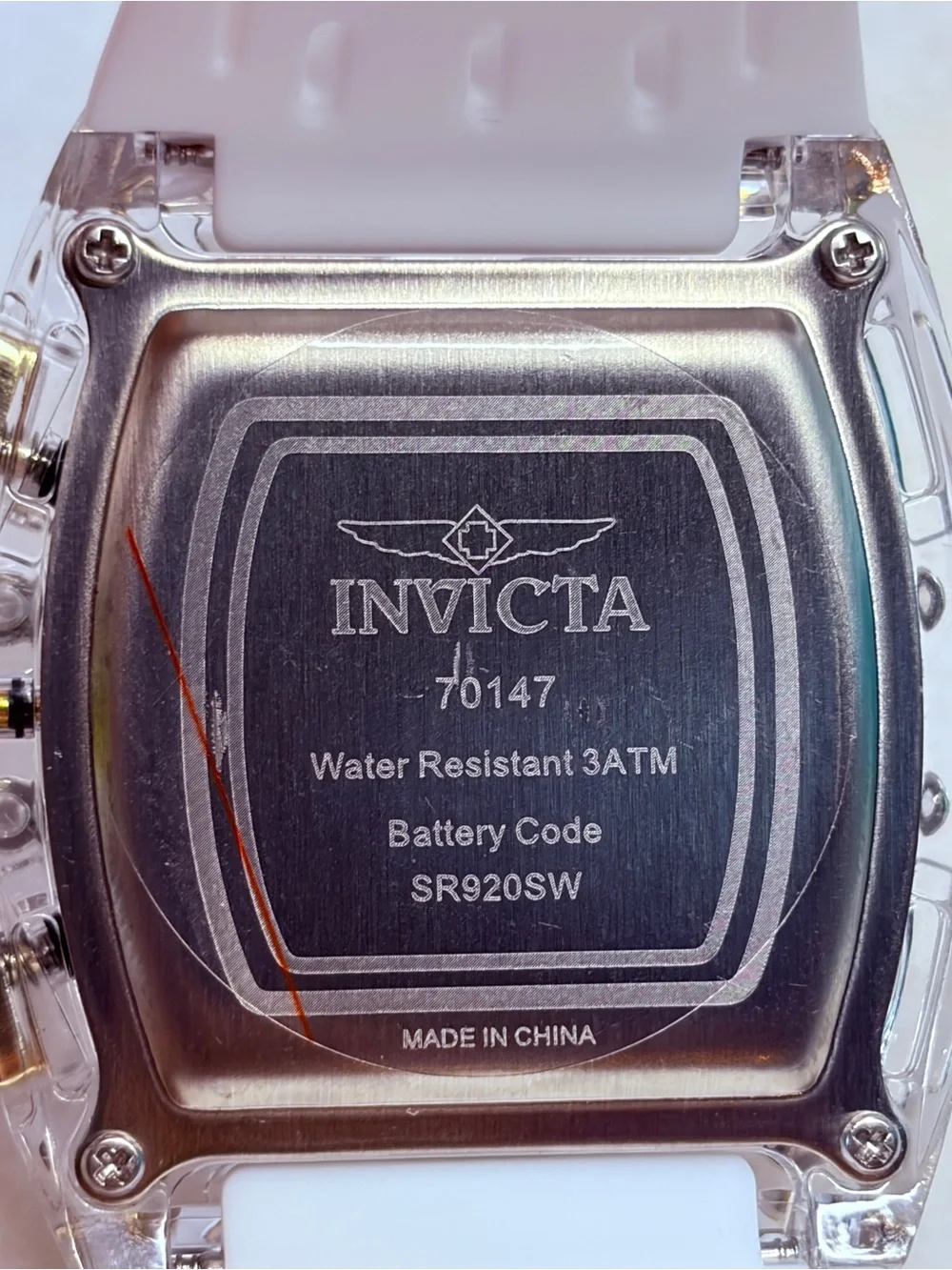 Invicta S1 Rally 42mm Clear Case Chronograph Watch - White Silicone Band